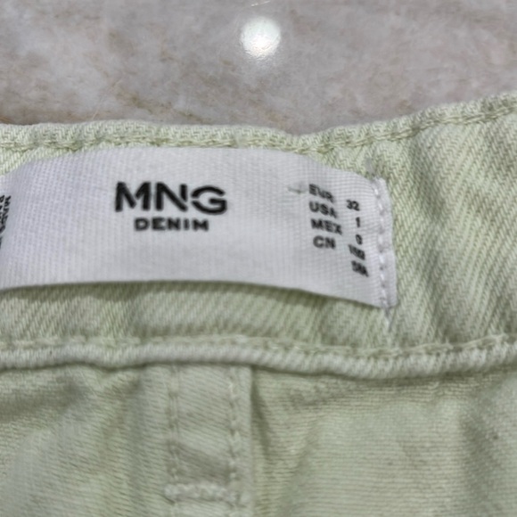 MNG by Mango Wide Leg Raw Hem Jeans | Pistachio Green | Size 0 (EU 32) - Picture 6 of 16